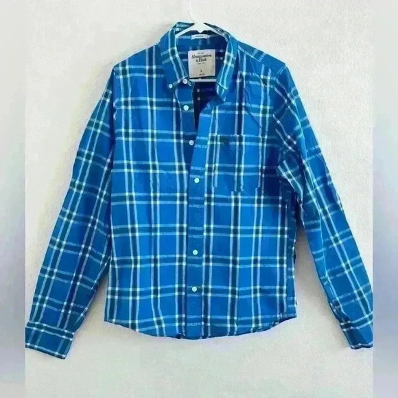 Abercrombie & Fitch Men’s Button Up Plaid Long Sleeve Shirt Lot of 3 Size Large - Picture 3 of 15
